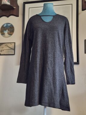 Milan Kiss Size 1 Grey & Black Geometric Knit Cutout Midi Dress